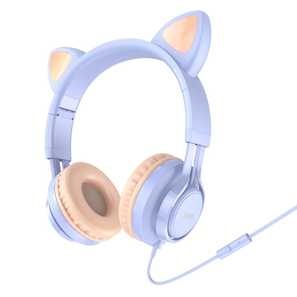 Tai nghe chụp tai HOCO. W36 tích hợp micro giắc cắm 3.5mm hình tai mèo dễ thương