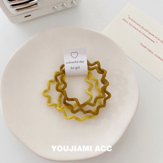 Set Dây Cột Tóc/ Thun Cột Tóc Hình Gợn Sóng Màu Pastel Basic Hàn Quốc