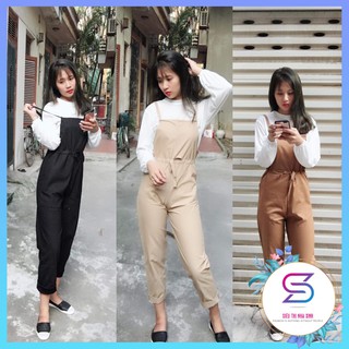 💖Tặng Áo💖 Set Yếm Quần Kaki Rút Eo Tặng Áo Somi Dáng Trơn Cực Xinh (có ảnh thật)