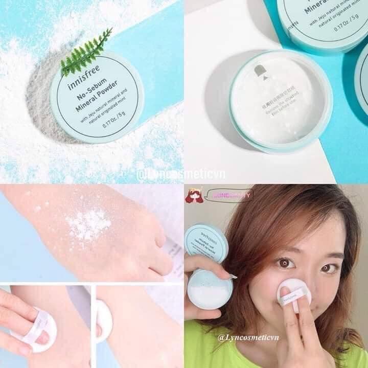 PHẤN PHỦ KIỀM DẦU innisfree 𝐍𝐨 𝐒𝐞𝐛𝐮𝐦 𝐌𝐢𝐧𝐞𝐫𝐚𝐥 𝐏𝐨𝐰𝐝𝐞𝐫 & No Sebum color Powder