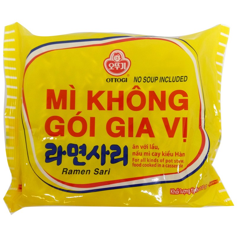 Mì Hàn Quốc Không Gia Vị 110g Cọng to, dai ăn lẩu hoặc mì cay siêu ngon