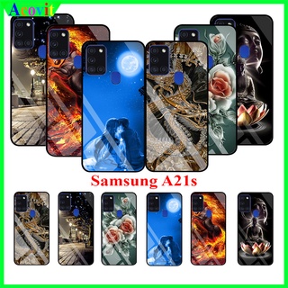 Ốp lưng Samsung A21s Mặt kính 3D sang trọng, Hình ảnh sắc nét không nhòe, không mờ phai, Acovit