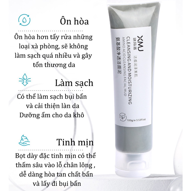 Sữa rửa mặt lành mụn Sữa rửa mặt trắng da Gel rửa mặt 100g kiểm soát dầu mụn tẩy tế bào chết làm trắng dưỡng ẩm Làm sạch sâu Sữa rửa mặt bùn biển sâu chăm sóc da