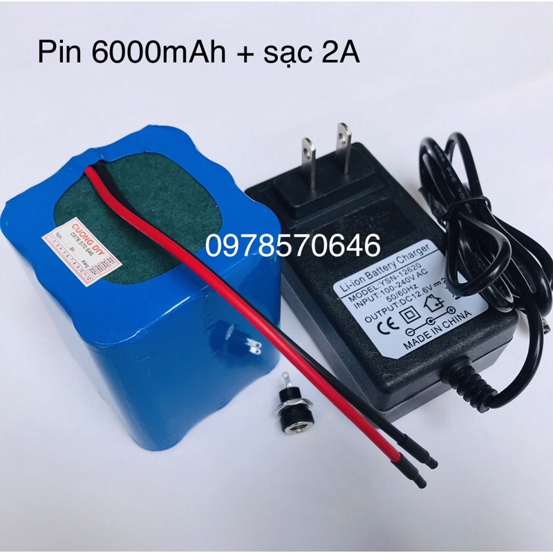 Pin 3S -12V Li-ion 18650 dung lượng (6000mAh), Pin mới 100%