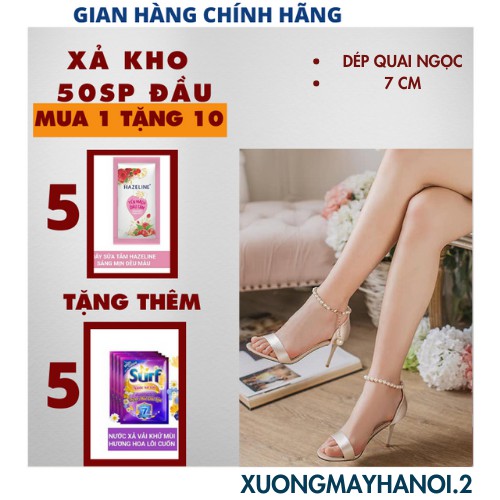 (Mua 1 tặng 10 sữa tắm) Dép cao gót nữ  GUỐC sandal cổ ngọc, cao gót 7 - 10 phân đi êm siêu bền đẹp, XUONGMAYHANOI.2