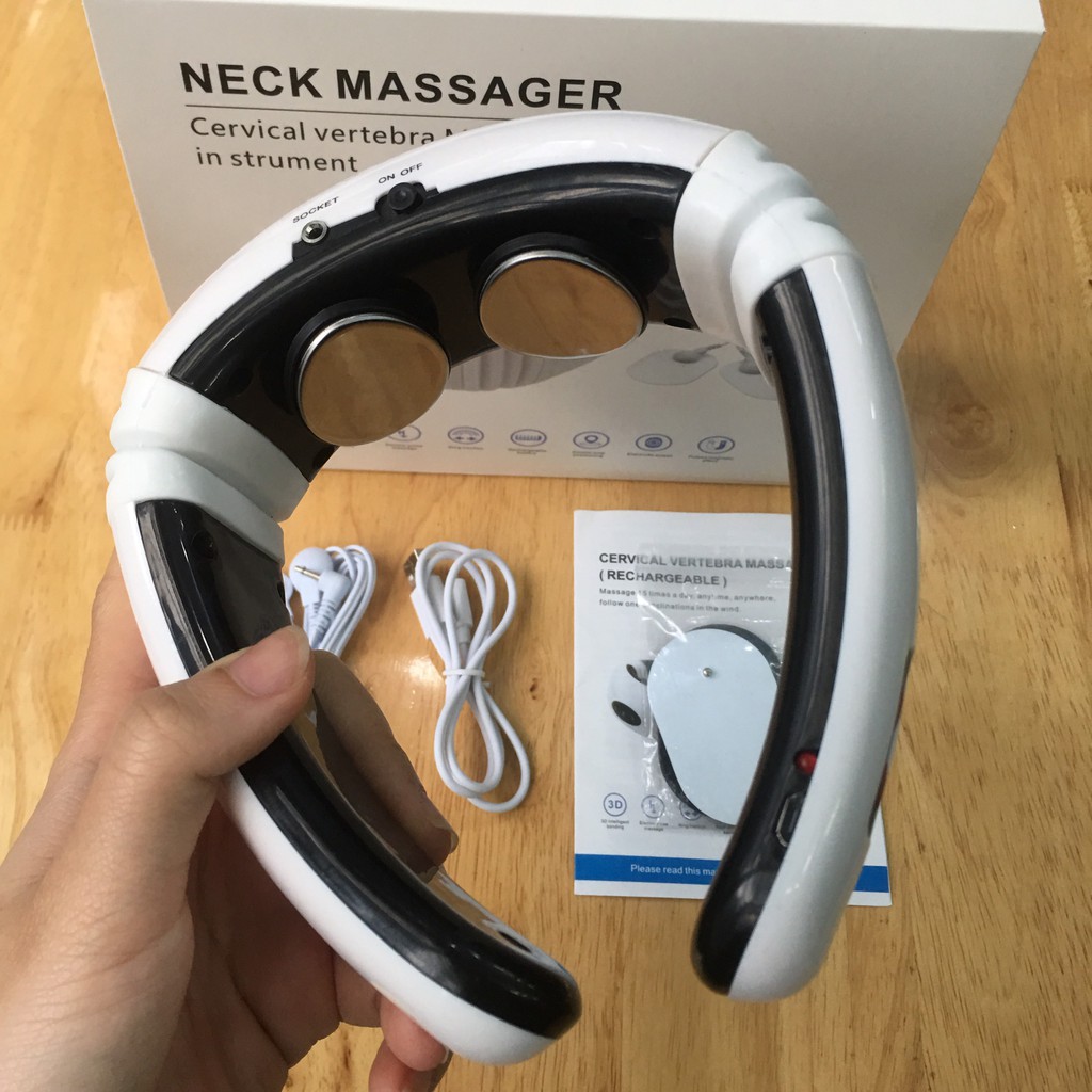 Máy massage cổ vai gáy cổ trị liệu Sạc hoặc dùng Pin - MÁY MASSAGE CỔ CẢM ỨNG XUNG ĐIỆN TỪ 3D THÔNG MINH