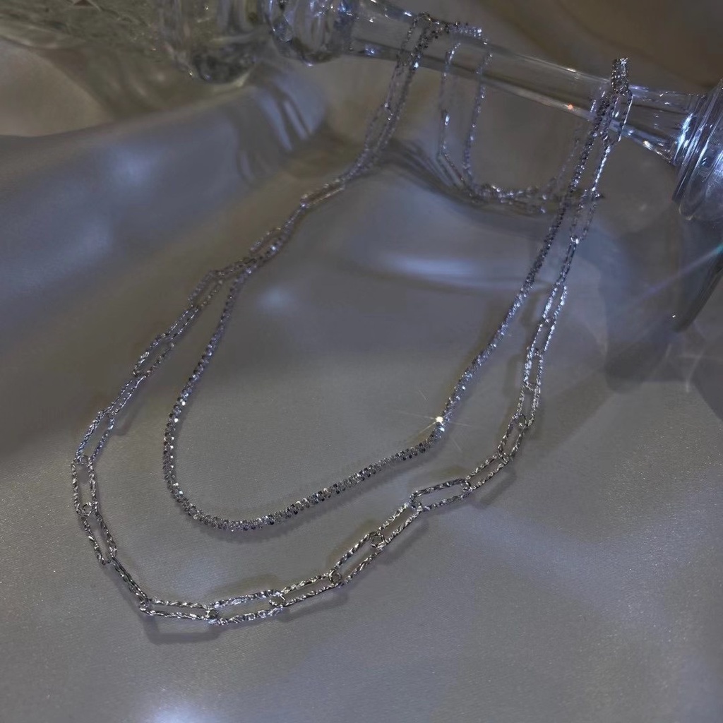 IF ME Trang sức   kiểu vòng cổ/ nhẫn/ vòng đeo tay dây xích đôi lấp lánh tùy chọn cho nữ