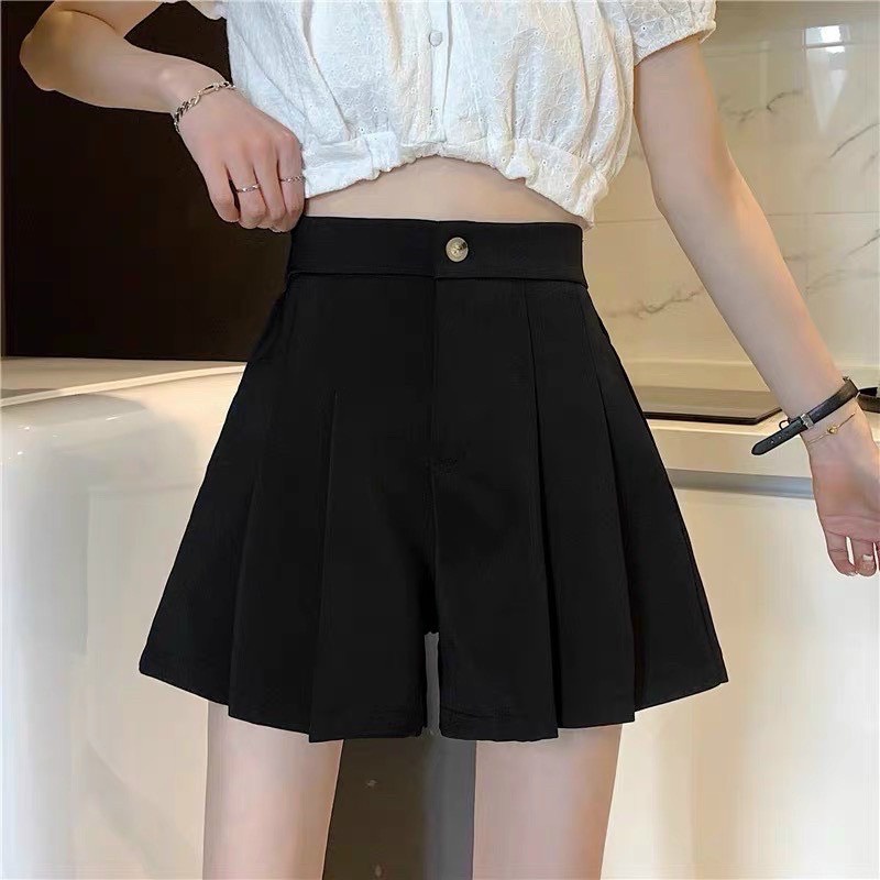 quần short nữ, quần đùi nữ giả váy xếp ly 3 màu basic | BigBuy360 - bigbuy360.vn