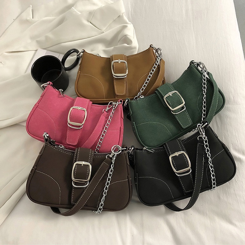 Túi xách đeo vai màu trơn phối khóa phong cách thời trang IELGY