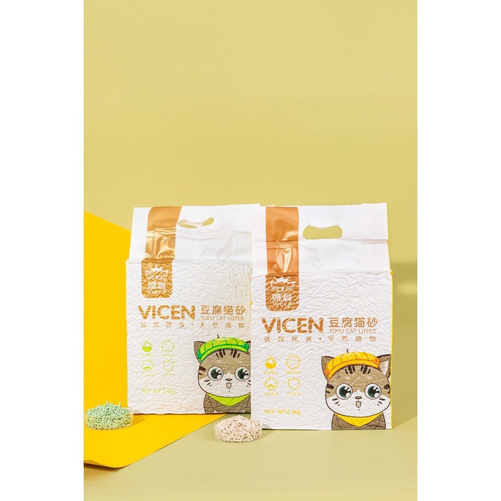Cát Vệ Sinh Cho Mèo - Cát Đậu Nành Tofu Vicen Không Bụi, Khử Mùi Tốt