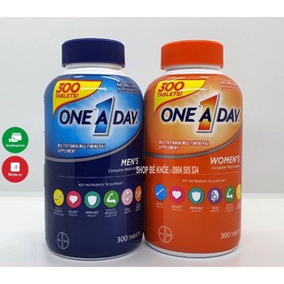 Vitamin tổng hợp One a day dưới 50 tuôi – One A Day Complete Multivitamin For man, For woman’s 300v