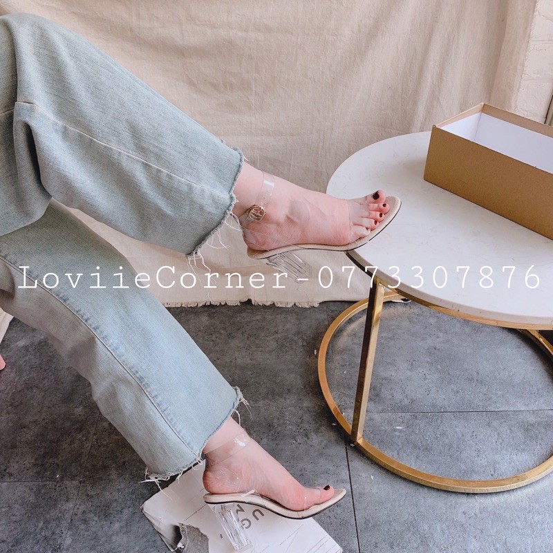 LOVIIECORNER - GIÀY SANDAL CAO GÓT QUAI TRONG 9CM - SANDAL NỮ CAO GÓT 9 PHÂN QUAI TRONG - SANDAL NỮ ĐẾ VUÔNG 9CM G191117