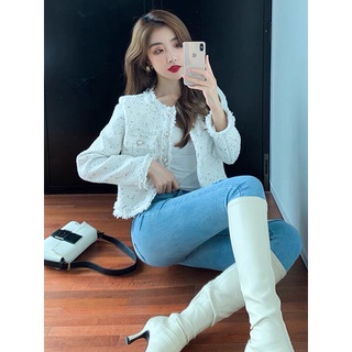 Oder áo dạ tweed hai màu đen-trắng
