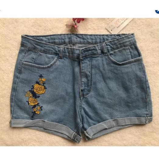 Quần Sọt Đùi (Short) Jean Coton Co Dãn, Thêu Hoa Thời Trang 2018 - XMFashionBeauty-  SO003 Xịn