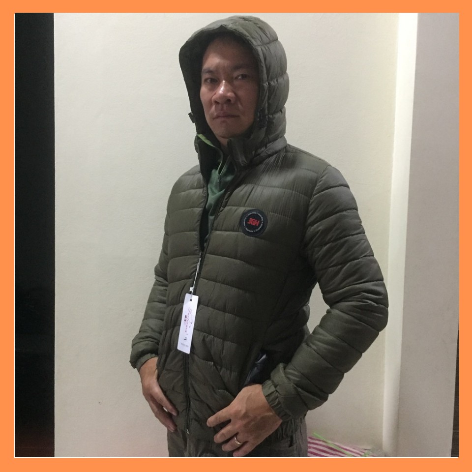 Aó phao nam siêu nhẹ chống thấm nước-Tomthoitrang-Mặc được hai mặt có mũ tháo rời