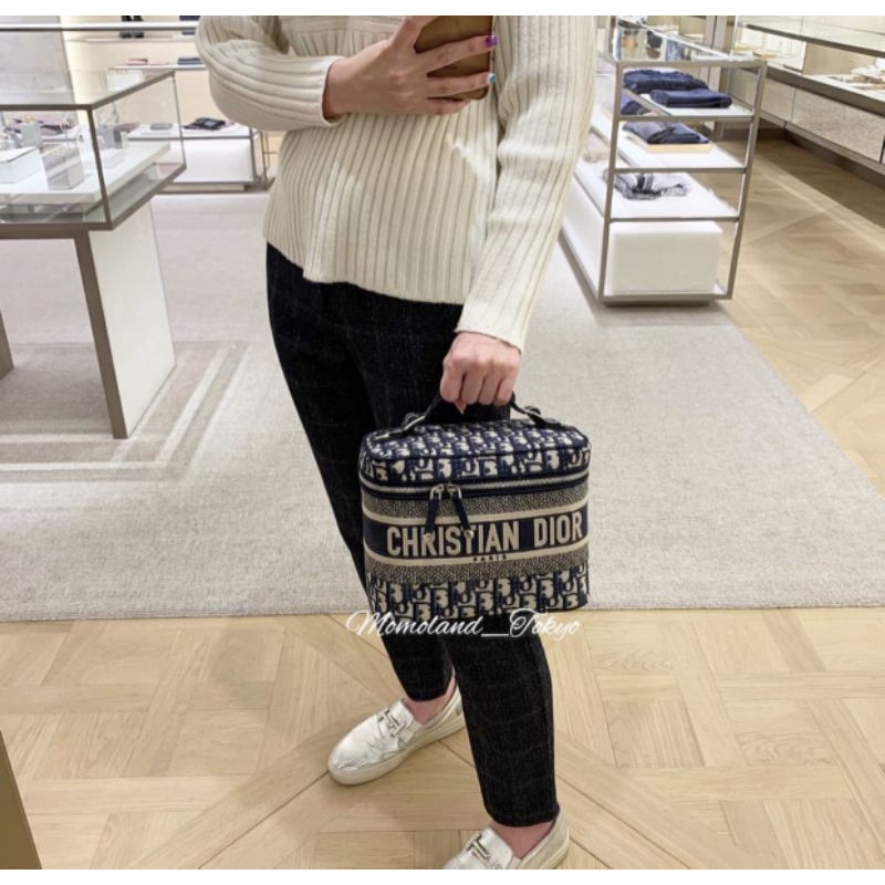 Túi xách nữ D.I VANITY Blue sz23x19cm hàng dệt chuẩn chỉ tỉ mỉ từng chữ fullbox mguyeen seal đẹp dã man