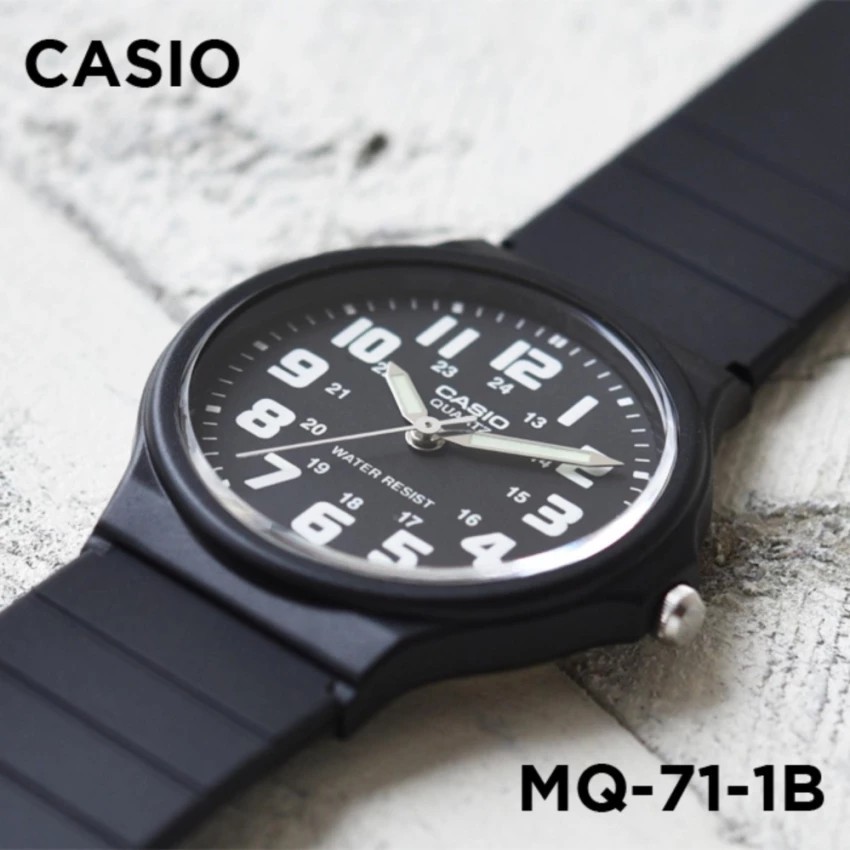 Đồng hồ nam Casio MQ-71-1BDF Dây nhựa đen - Mặt đen số trắng -Chống nước 50m bảo hàn