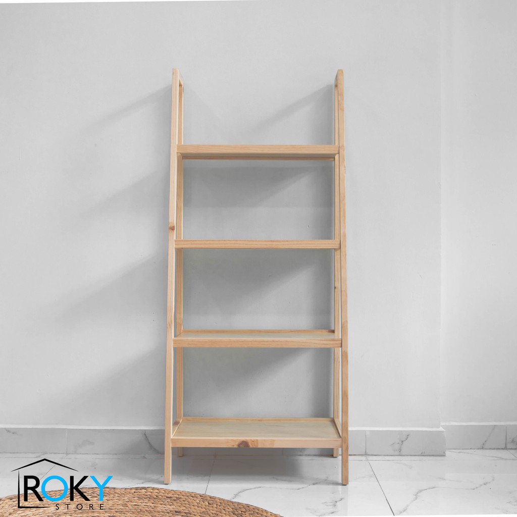 KỆ ĐỂ SÁCH 4 TẦNG DÁNG CHỮ A MÀU TỰ NHIÊN - A BOOK SHELF 4F NATURAL SIZE L | BigBuy360 - bigbuy360.vn