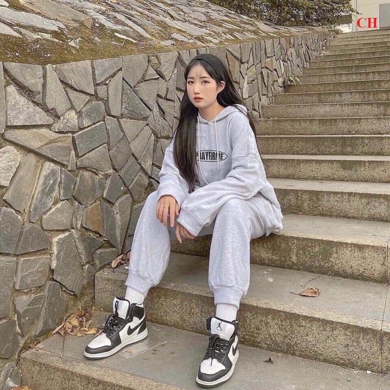 sét trang phục-sét đồ nam nữ - áo hoodie nỉ PRAY + quần ống rộng chun chất nỉ-form rộng unisex freesize ulzzang giá rẻ