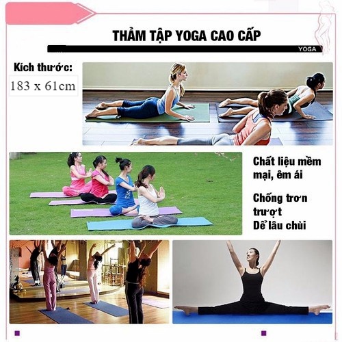 Thảm Tập Thể Dục, Thảm Tập Yoga TPE 2 Lớp 6mm Cao Cấp - Thảm Tập Yoga Tại Nhà Độ Bám Cao, Chống Trơn Trượt