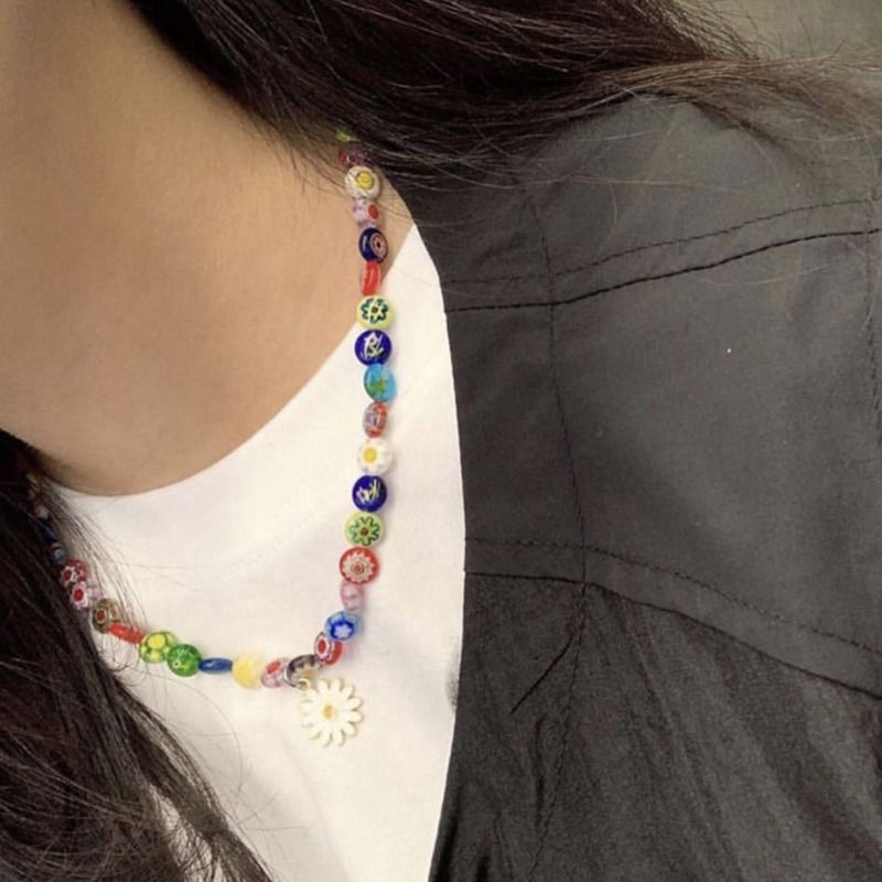 Vòng Cổ Mặt Hình Hoa Cúc Phong Cách Hip Hop Hàn Quốc