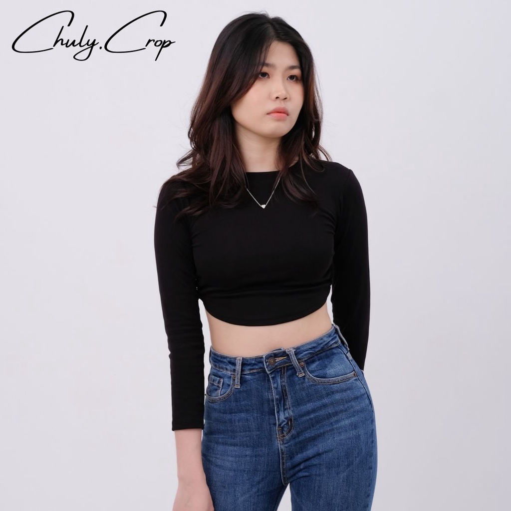 Áo croptop hở lưng tay dài vạn người mê. Áo hở lưng có dây buộc phía sau