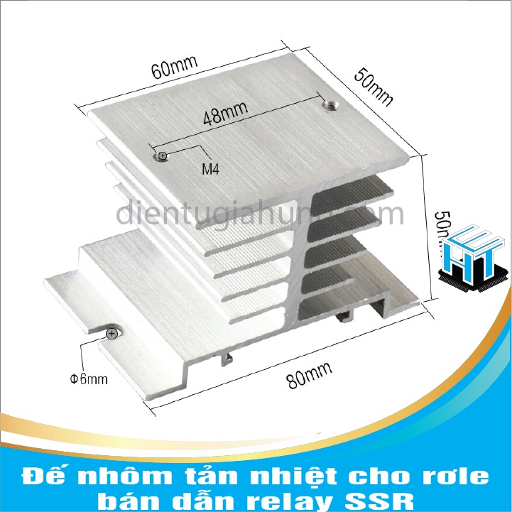 1 Cái Đế nhôm tản nhiệt cho rơle bán dẫn relay SSR tùy chọn size S,M,L