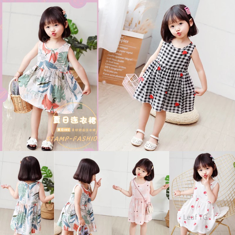Ready Stock Fashion Cute Strawberry Baby Girl Dress Kids Skirts Baby Clothing Costume Frozen Princess Elsa Cosplay Birthday Party Christmas Pink Pakaian Silk Cotton Đầm Công Chúa Đá