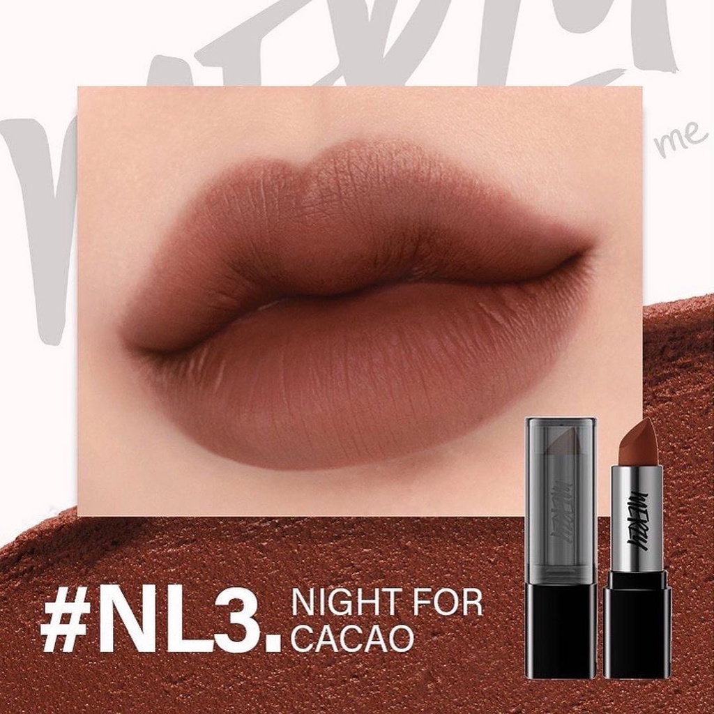 Son Thỏi Lì, Mịn Mượt Nhẹ Môi Merzy Noir In The Lipstick 3.3g