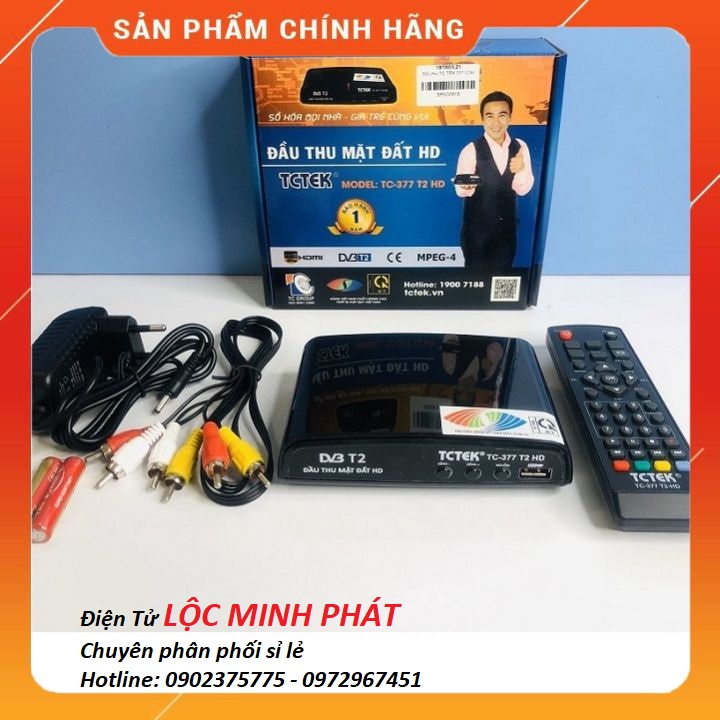 Đầu Thu Truyền Hình Số Mặt Đất DVB-T2 TCTEK TC-377 Chính Hãng -Truyền hình miễn phí