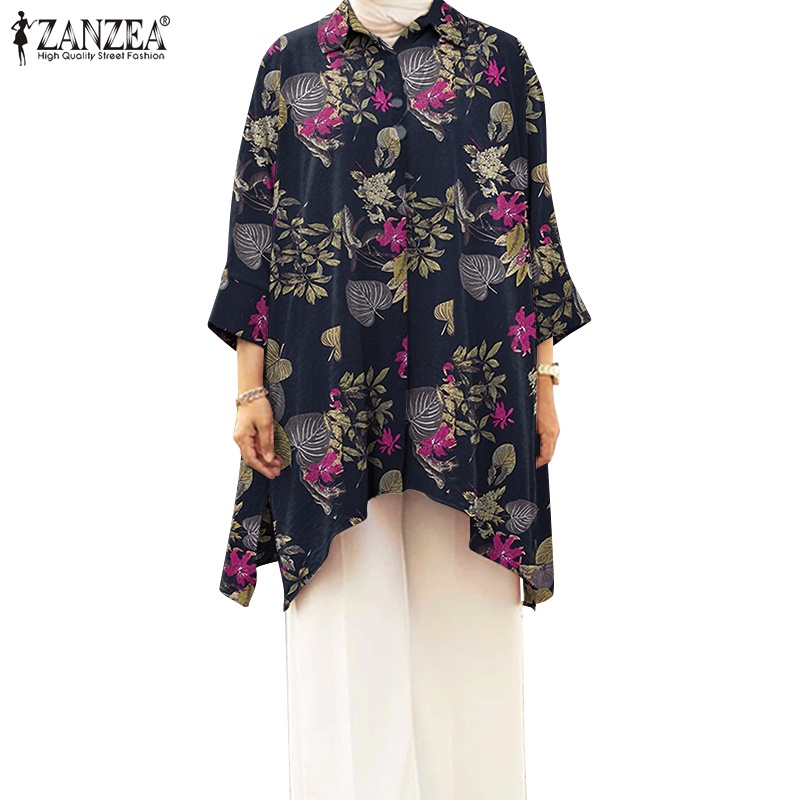 Zanzea Áo Kiểu Hồi Giáo Tay Dài In Hoa Cho Nữ