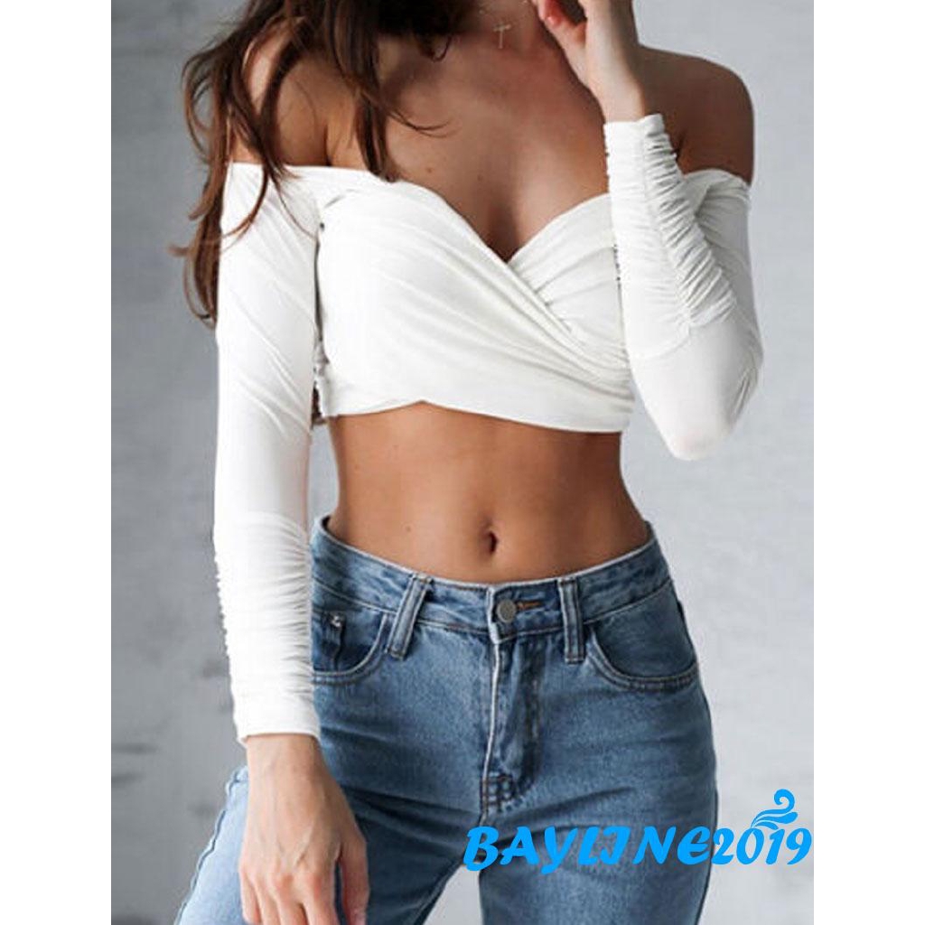 Áo lửng tay dài hở vai quyến rũ thời thượng dành cho nữ