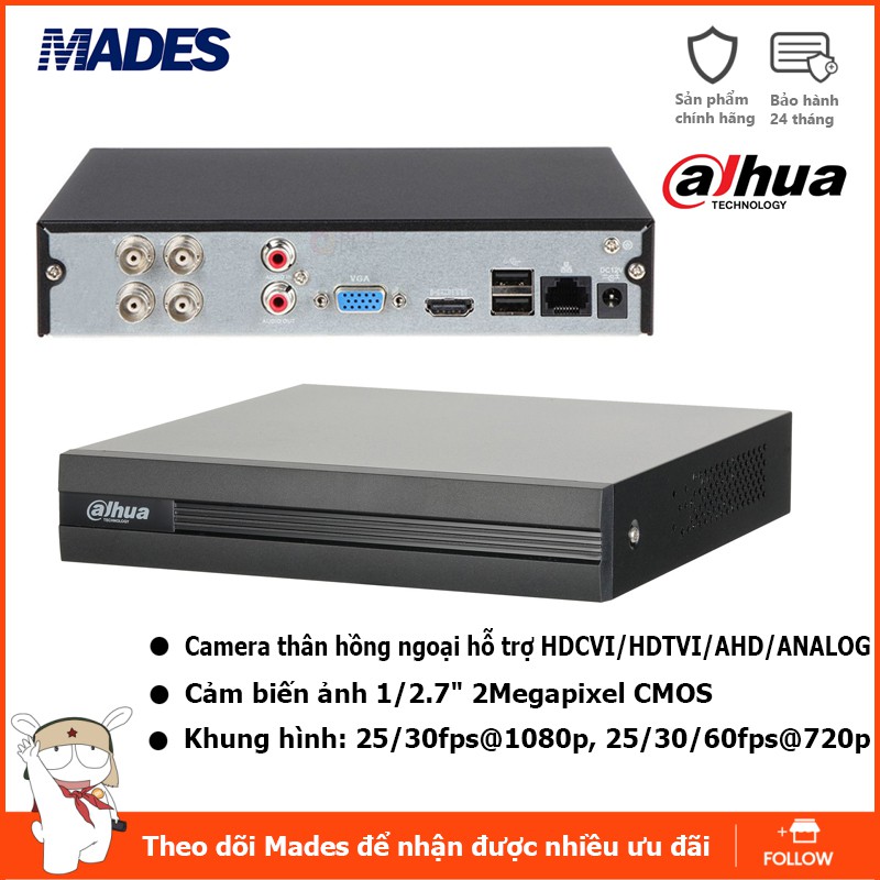 Đầu ghi dahua DH-XVR 1A04 chính hãng DSS - 4 Kênh Tích Hợp Mic