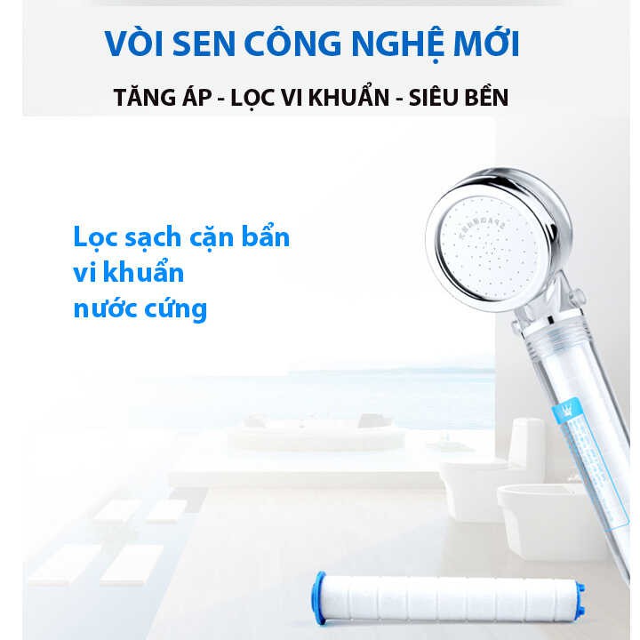 Vòi sen YC-300 tăng áp lõi lọc nước khử khuẩn Hàn Quốc - Tặng thêm 1 lõi lọc - QC