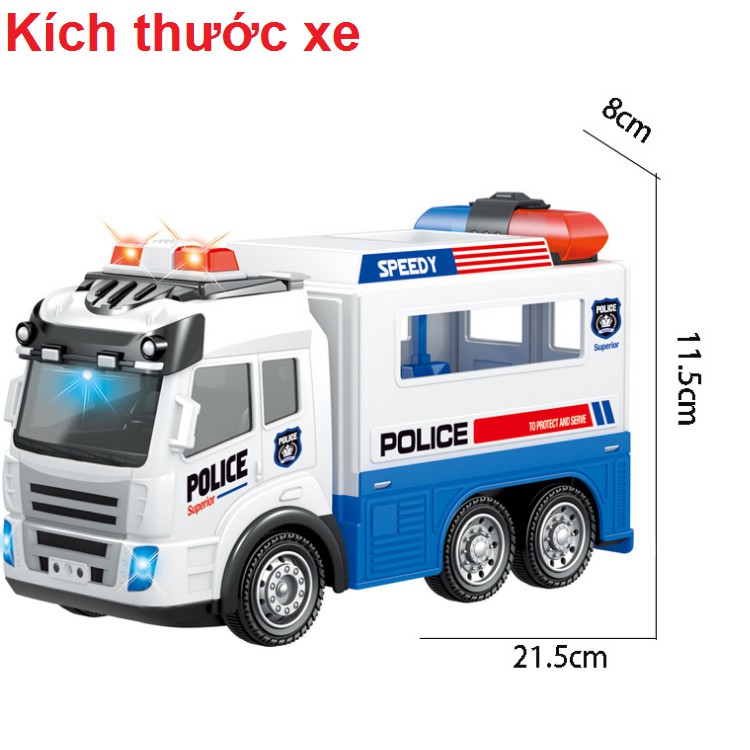 Đồ chơi xe cảnh sát điều khiển từ xa RC có âm thanh và đèn mở được được mô hình xe bằng nhựa