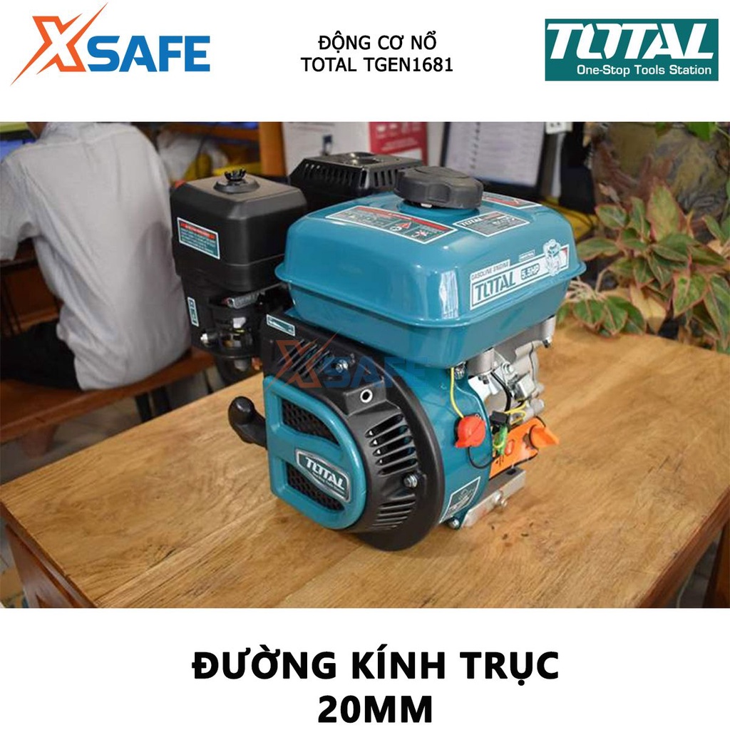 Động cơ nổ TOTAL TGEN1681 dùng xăng Loại động cơ 4 thì, OHV, Đầu ra tối đa 5.5HP, Đường kính trục 20mm