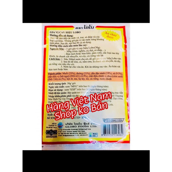Date 8/2023 01 Gói Gia Vị Lobo Tom Yum Paste nội địa Thái Lan 30gram