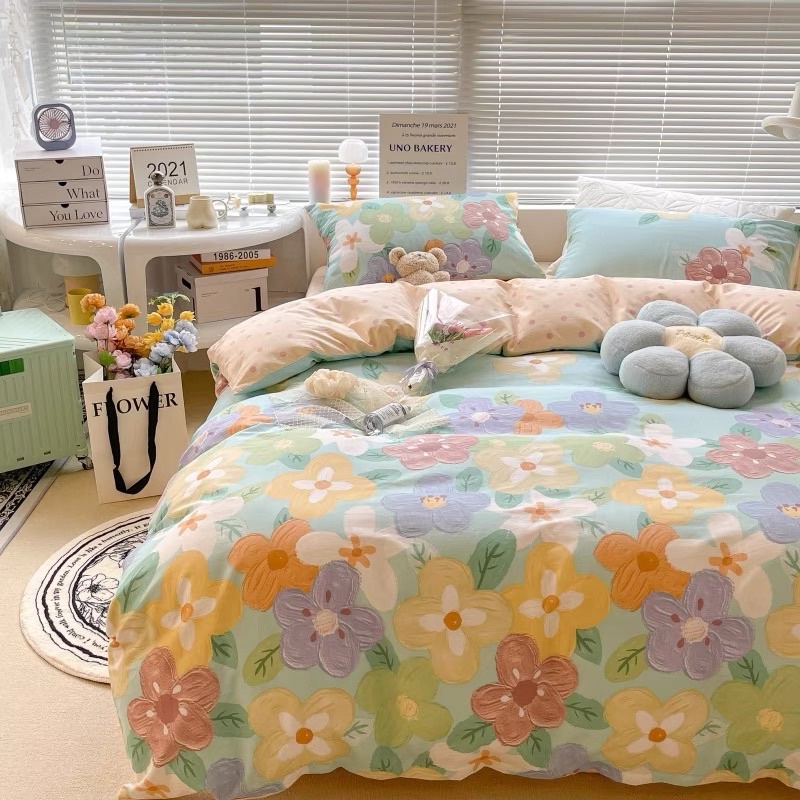 Set Bộ Vỏ Cotton Living Hoa Sắc Màu _ Chất Cotton Mát, Thấm Hút _ Shinbedding