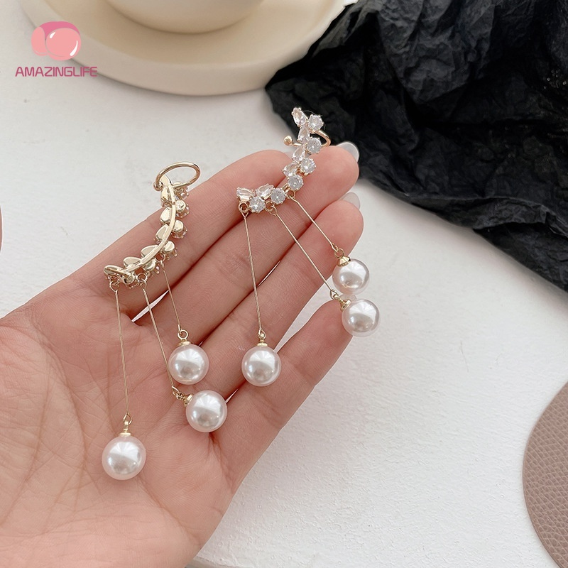 Khuyên Tai / Bông Tai Dạng Kẹp Hình Cánh Thiên Thần Đính Pha Lê Phong Cách Gothic Thanh Lịch Cho Nữ