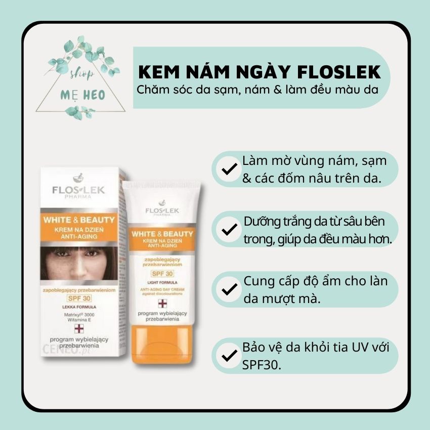 Nước hoa hồng trắng da, cấp ẩm, se khít lỗ chân lông cho da sạm nám, không đều màu Floslek Pharma White &amp; Beauty