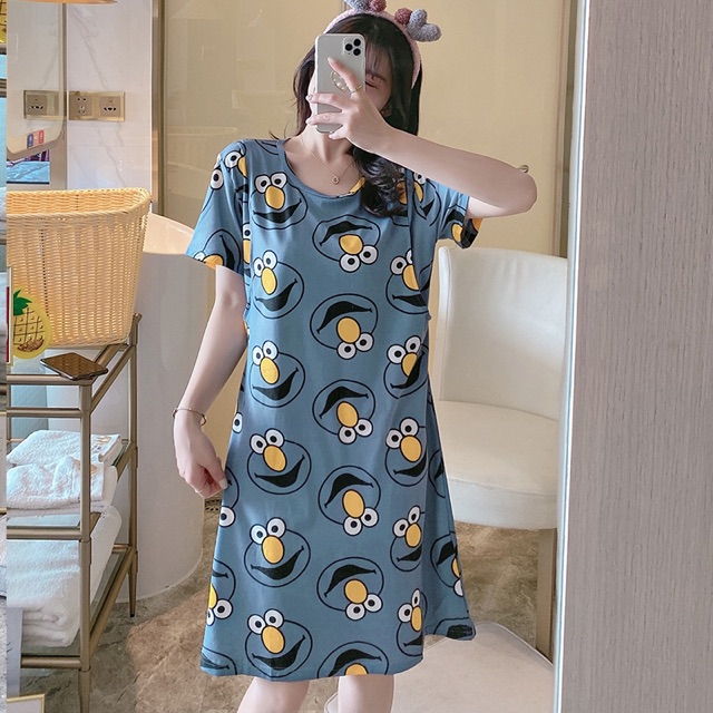 Đầm mặc nhà dễ thương chất thun cotton 4 chiều mịn mát thấm hút mồ hôi, có Bigsize, Ship hoả tốc 30’