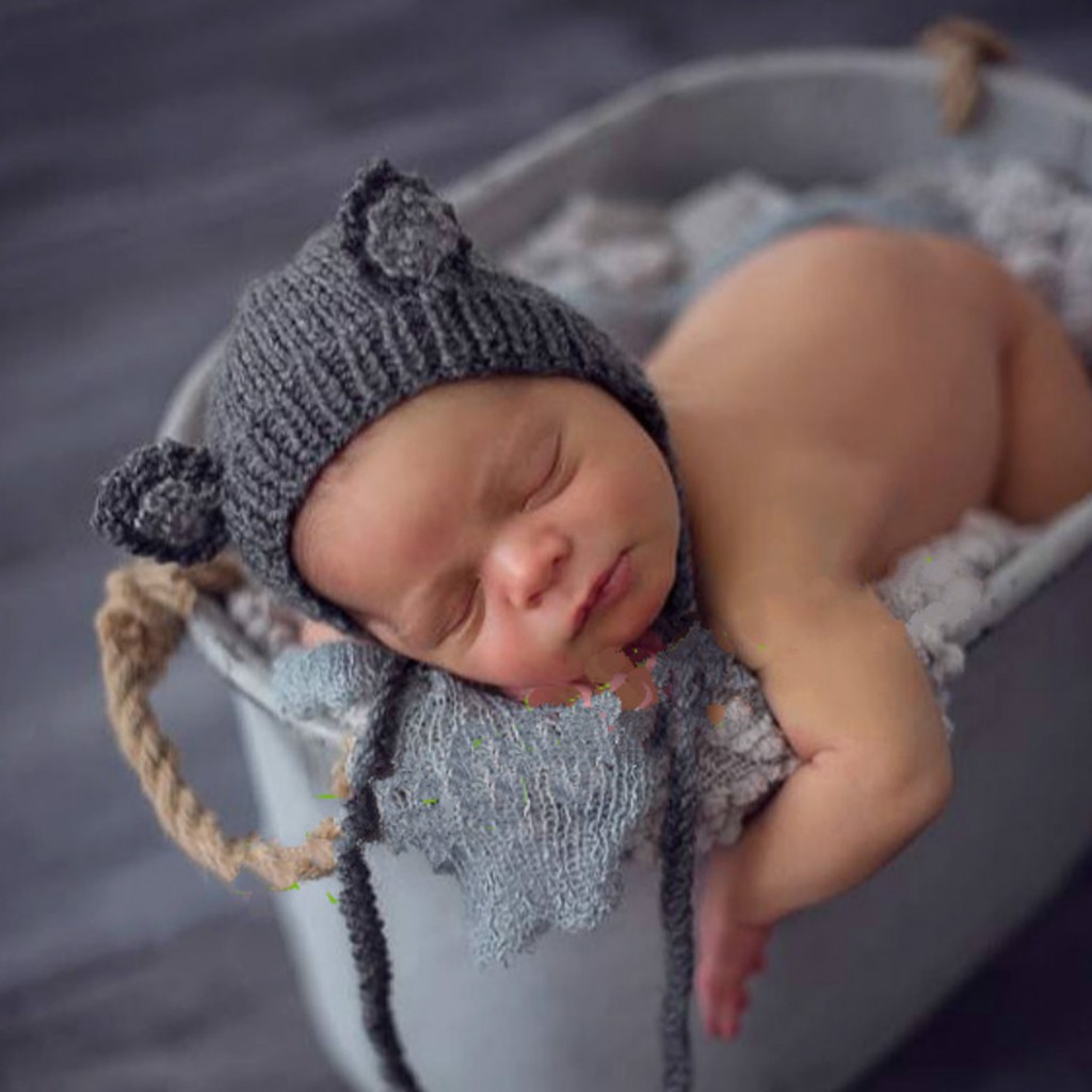 Mũ Len Hình Con Cáo Phụ Kiện Chụp Ảnh Cho Bé Sơ Sinh