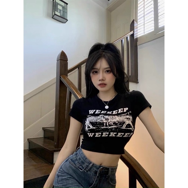 ÁO CROPTOP TAY NGẮN IN HÌNH THUN MÁT LẠNH Chizi Shop