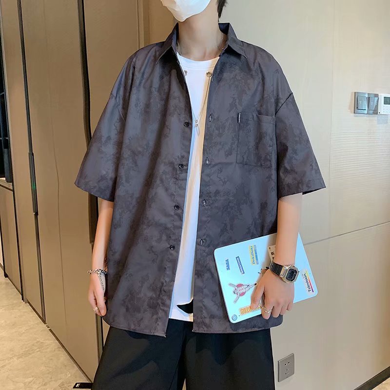 Áo sơ mi nam tay ngắn phong cách đường phố màu sặc độc đáo