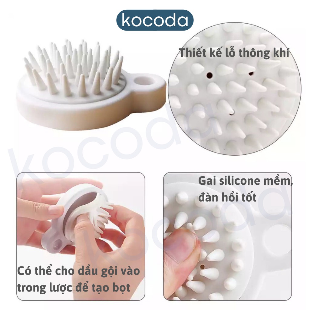 Lược gội đầu Silicone Nhật Bản giúp mát xa da đầu giảm rụng tóc và kích thích mọc tóc, gãi ngứa sạch gàu hiệu quả KOCODA