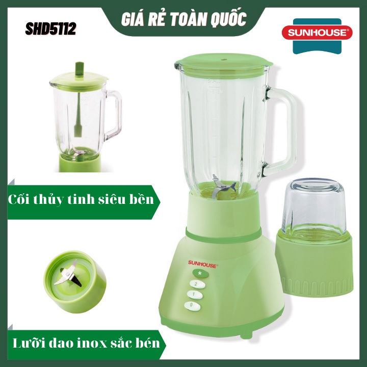 Máy Xay Sinh Tố Sunhouse SHD5112, Máy Xay Thịt Với Cối Lớn Giúp Việc Pha Chế Rau Củ Quả, Thực Phẩm Dễ Dàng.