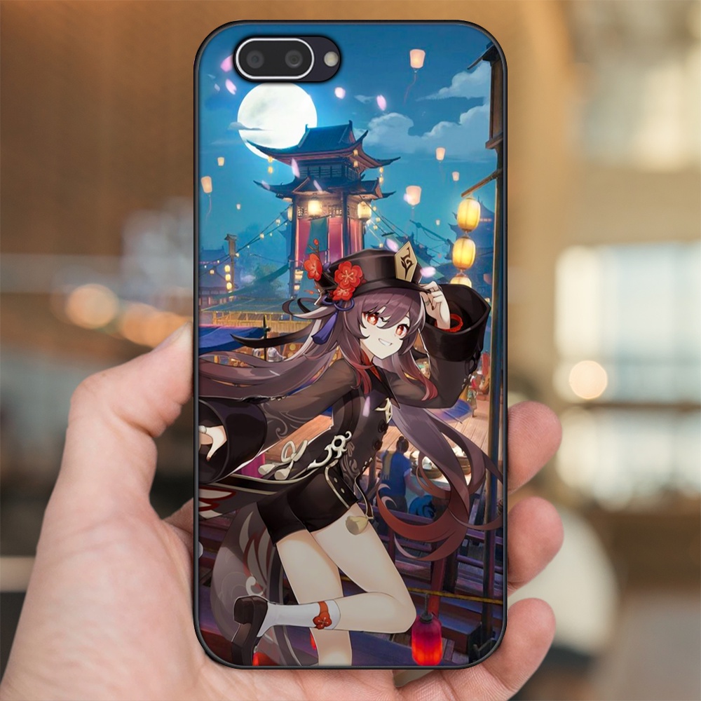 Ốp lưng Oppo A3S viền đen in hình Hutao Genshin Impact