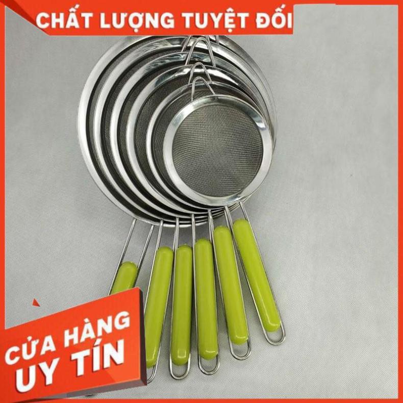 Rây lọc bột inox cán xanh 2 lớp,rây lọc cua,dụng cụ lọc bột cho bé