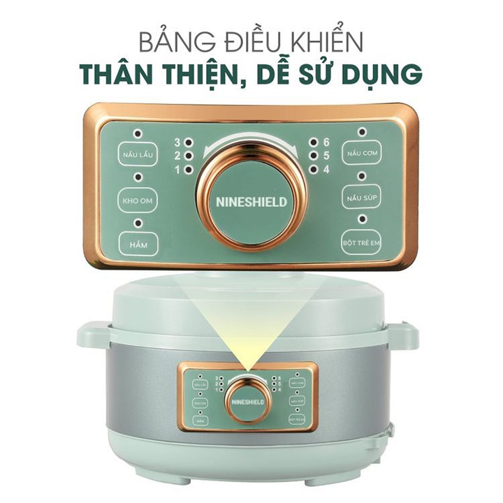 Nồi Áp Suất Đa Năng NINESHIELD 4L - Hầm, Nấu Bảo Toàn Dinh Dưỡng - Bảo Hành 12 Tháng