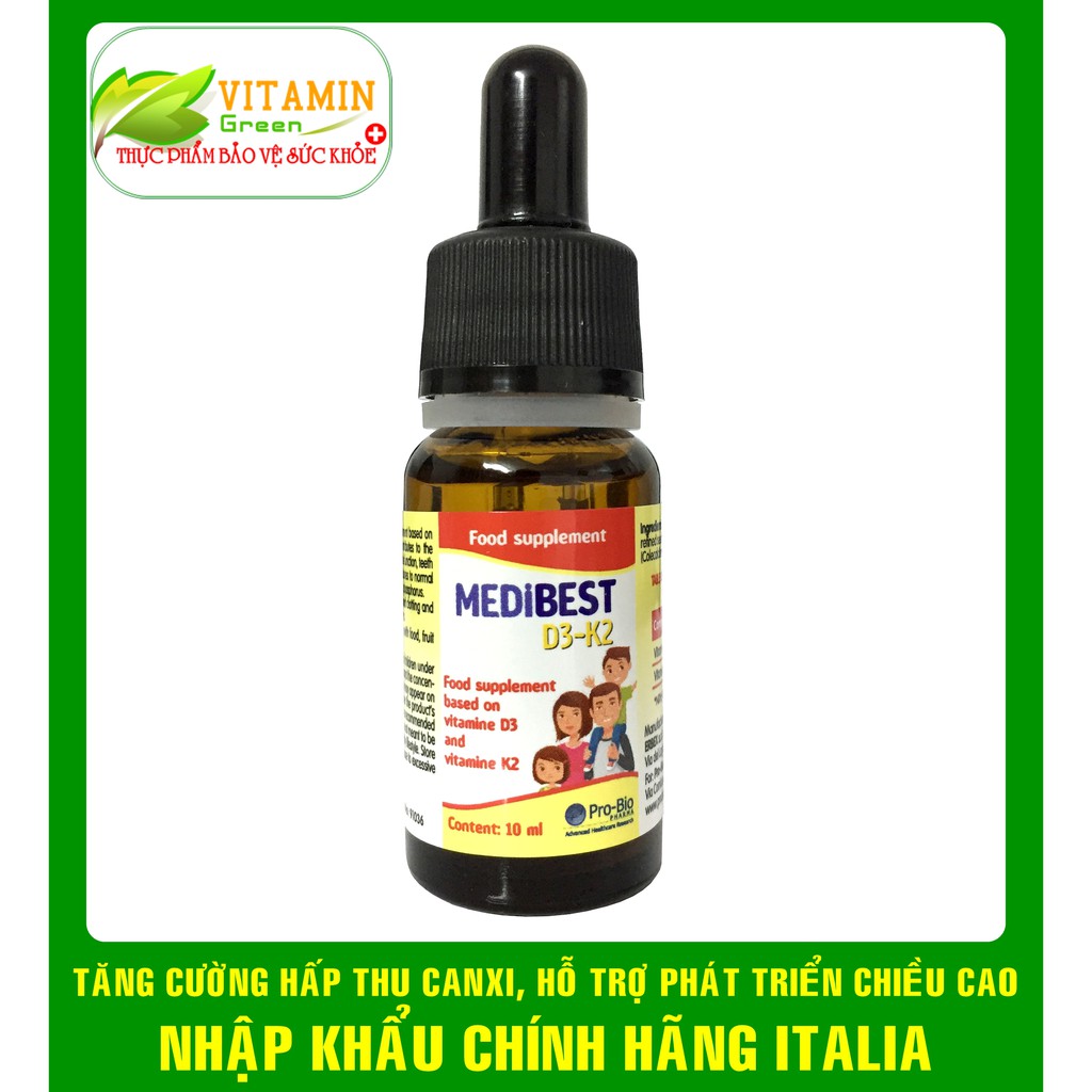 MEDIBEST VITAMIN D3-K2 BỔ XUNG VITAMIN D3 VÀ K2 TĂNG KHẢ NĂNG HẤP THU CANXI 10ML | NHẬP KHẨU CHÍNH HÃNG ITALIA